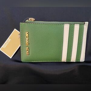 MICHAEL Michael Kors Fern Green and Cream Card Case Lets You Keep It Sharp